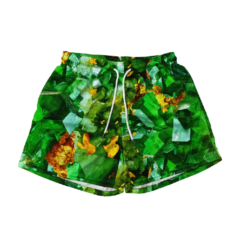 Emerald and Gold All Over Print Men's Mesh Shorts