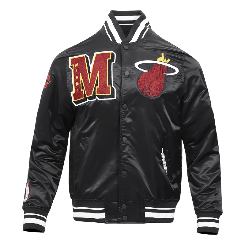 NBA MIAMI HEAT MASHUP MEN'S RIB SATIN JACKET (BLACK)