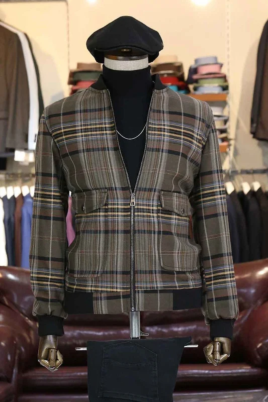 Kan Brown Checked Coat Set