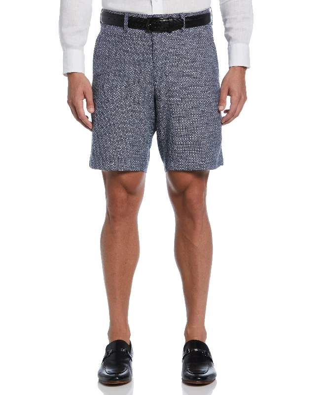 Textured Linen-Blend Flat Front Short