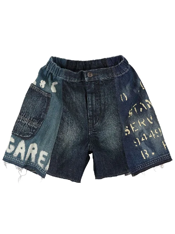 Blue Denim Dungaree Shorts