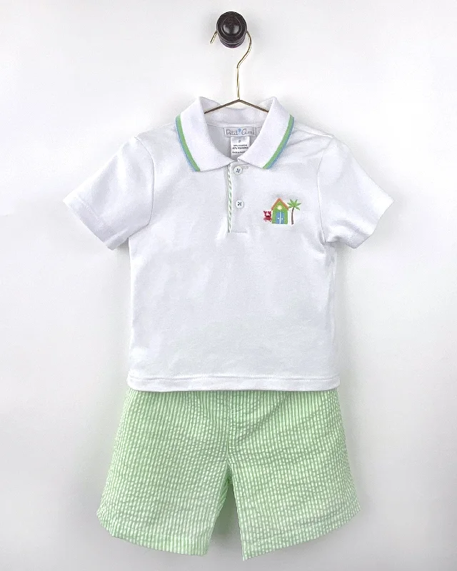 2 Piece Boys Beach Polo Shirt & Shorts