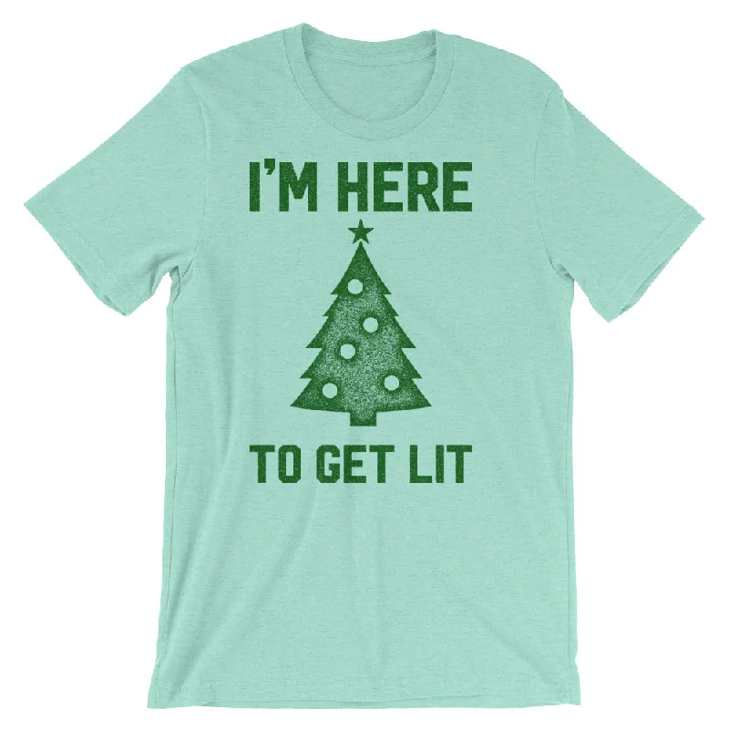 I'm Here To Get Lit Christmas Tree T-Shirt