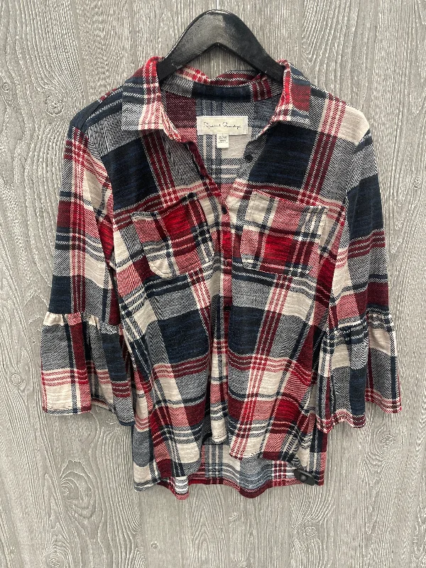 Top Long Sleeve By French Laundry In Plaid Pattern, Size: L