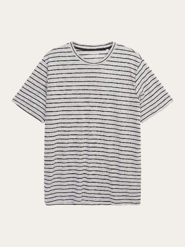 Regular linen striped t-shirt - GOTS/VEGAN - Grey stripe