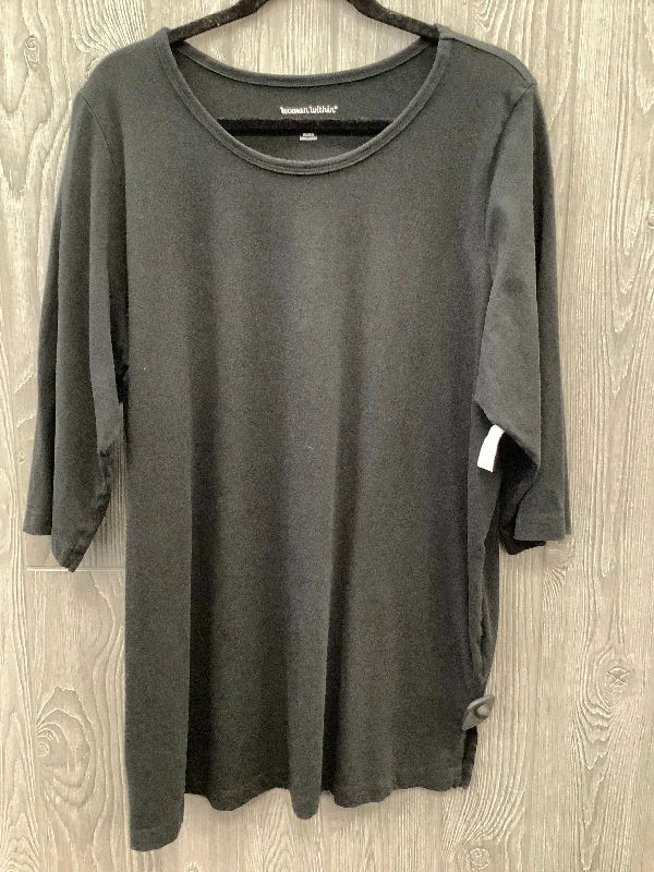 Top 3/4 Sleeve By Woman Within In Black, Size: 1x