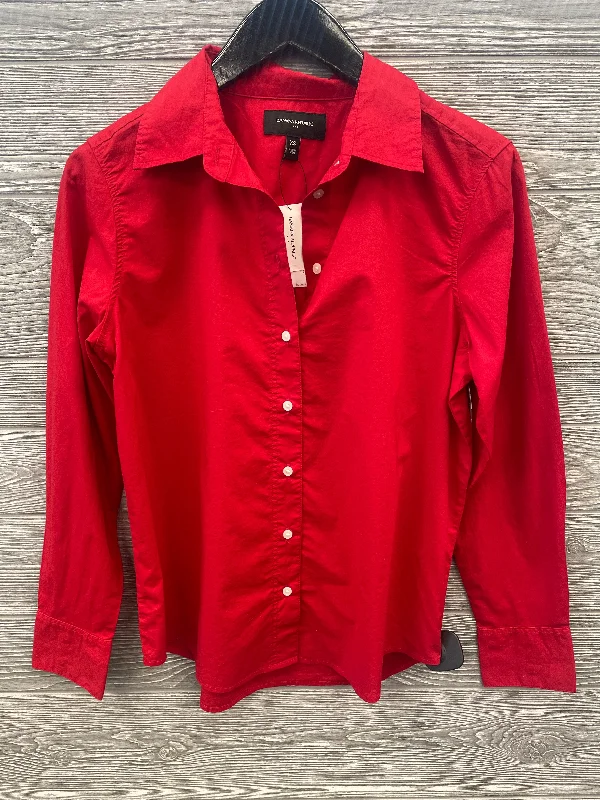 Top Long Sleeve By Banana Republic In Red, Size: Xs