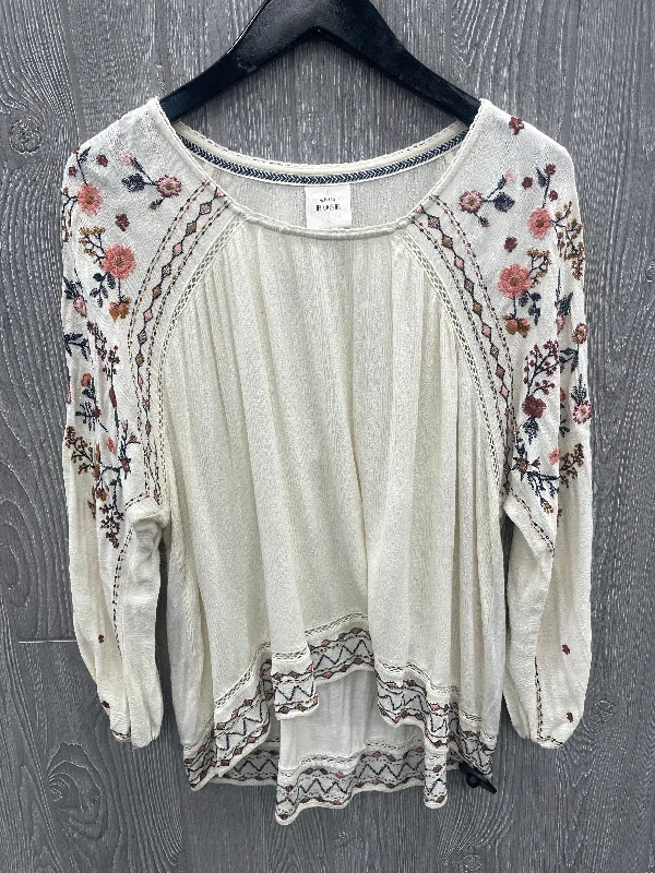 Top Long Sleeve By Knox Rose In Cream, Size: Xl