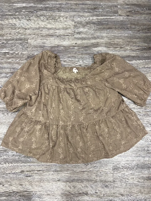 Top Long Sleeve By Hayden La In Brown, Size: 2x