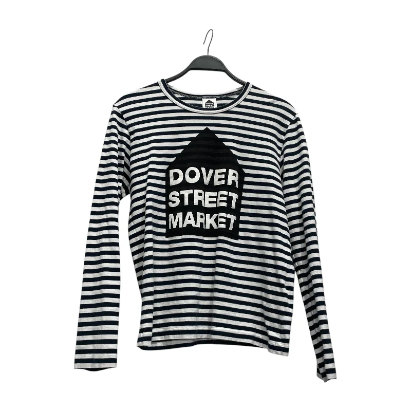 DOVER STREET MARKET/COMME des GARCONS/LS T-Shirt/L/Cotton/WHT/Stripe/Striped Logo Tee