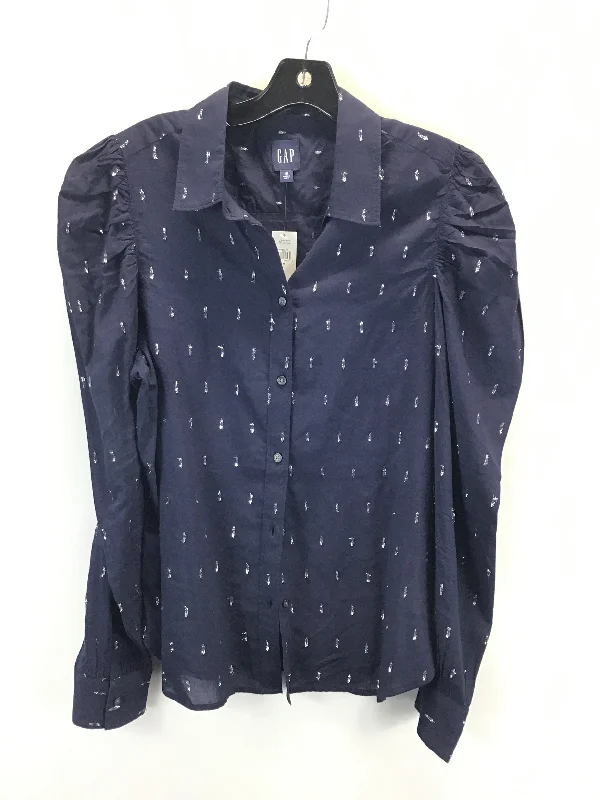 Top Long Sleeve By Gap In Blue & Silver, Size: M