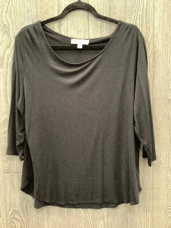 Top 3/4 Sleeve By Philosophy In Black, Size: 1x