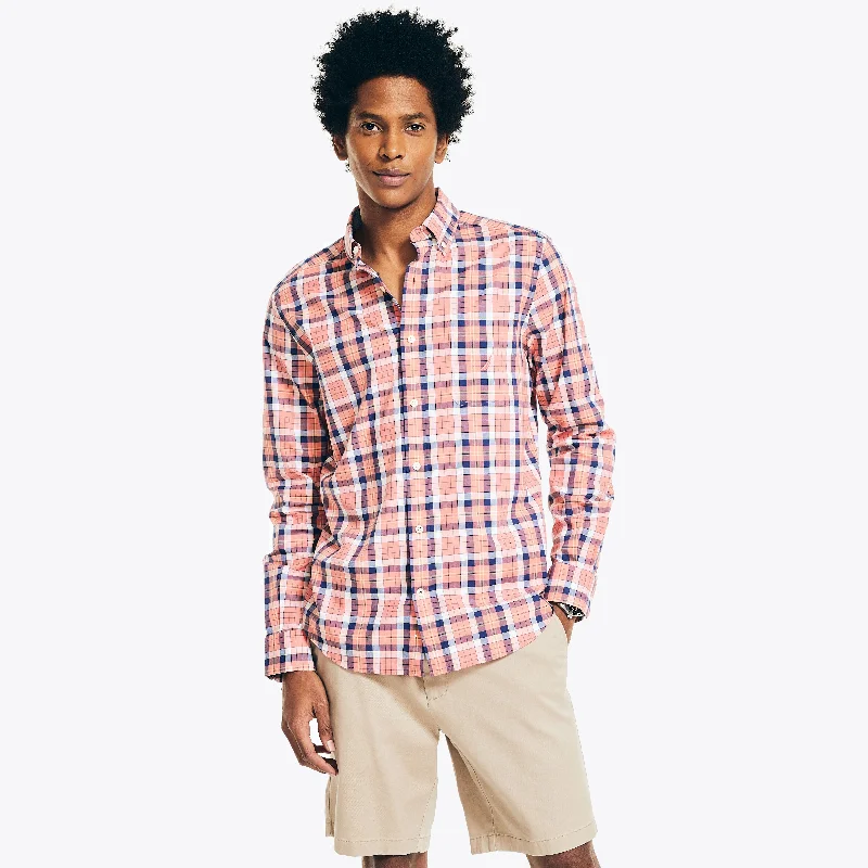 Nautica Mens Plaid Poplin Shirt