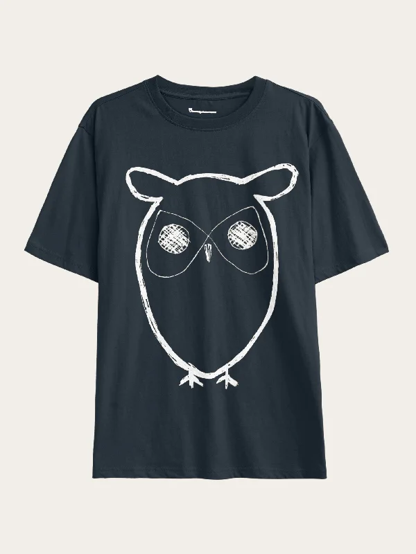 Regular big owl front print t-shirt - GOTS - Total Eclipse