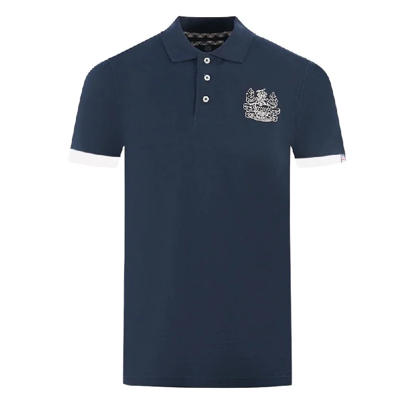 Aquascutum Elegant Cotton Polo with Contrast Logo Men's Emblem