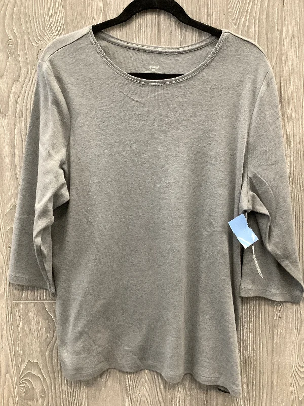 Top Long Sleeve Basic By Cj Banks In Grey, Size: 1x