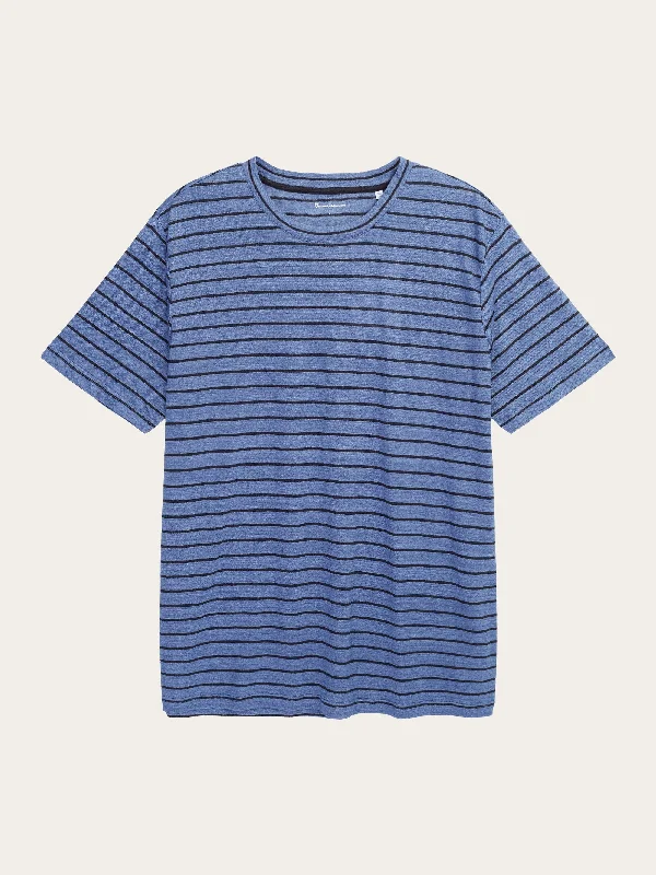 Regular linen striped t-shirt - GOTS/VEGAN - Blue stripe