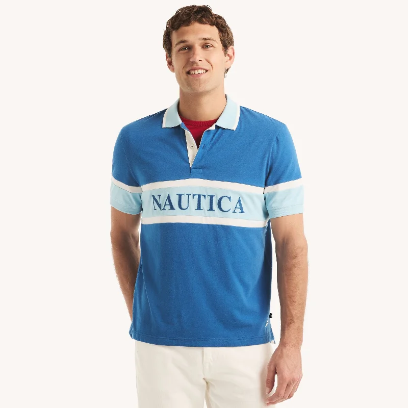 Nautica Mens Sustainably Crafted Classic Fit Pieced Polo