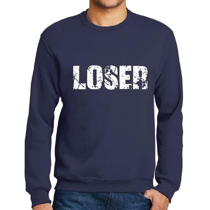 Men's Printed Graphic Sweatshirt Popular Words LOSER French Navy