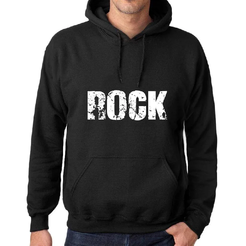 Men's Women's Unisex Printed Graphic Cotton Hoodie Soft Heavyweight Hooded Sweatshirt Pullover Popular Words ROCK Deep Black