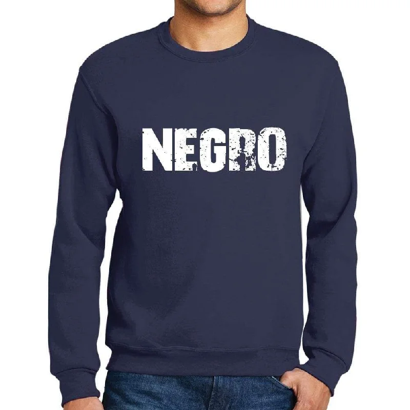 Men's Printed Graphic Sweatshirt Popular Words NEGRO French Navy