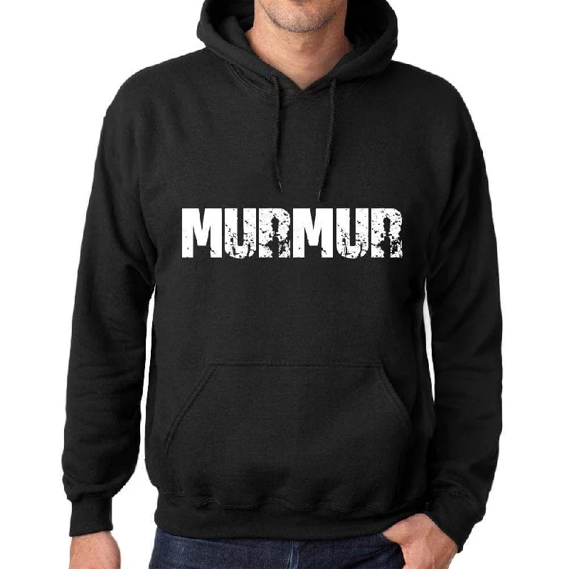 Men's Women's Unisex Printed Graphic Cotton Hoodie Soft Heavyweight Hooded Sweatshirt Pullover Popular Words MURMUR Deep Black