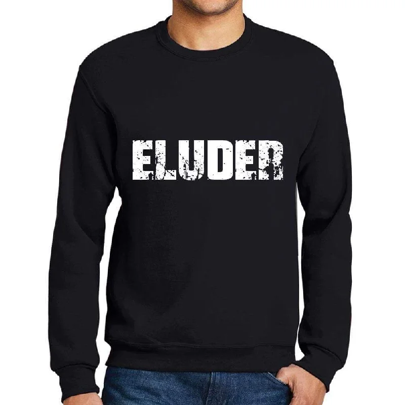 Men's Printed Graphic Sweatshirt Popular Words ELUDER Deep Black