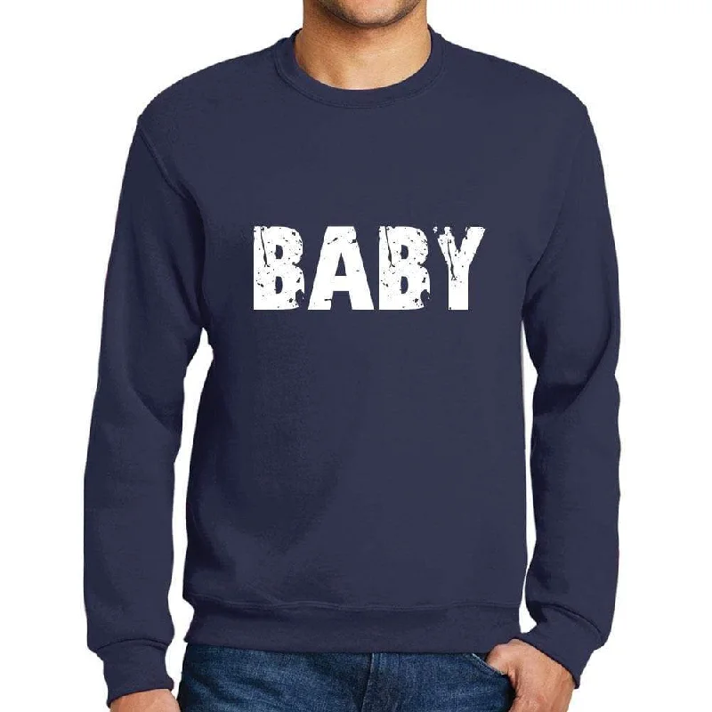 Men's Printed Graphic Sweatshirt Popular Words BABY French Navy