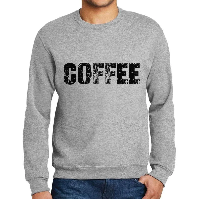 Men's Printed Graphic Sweatshirt Popular Words COFFEE Grey Marl