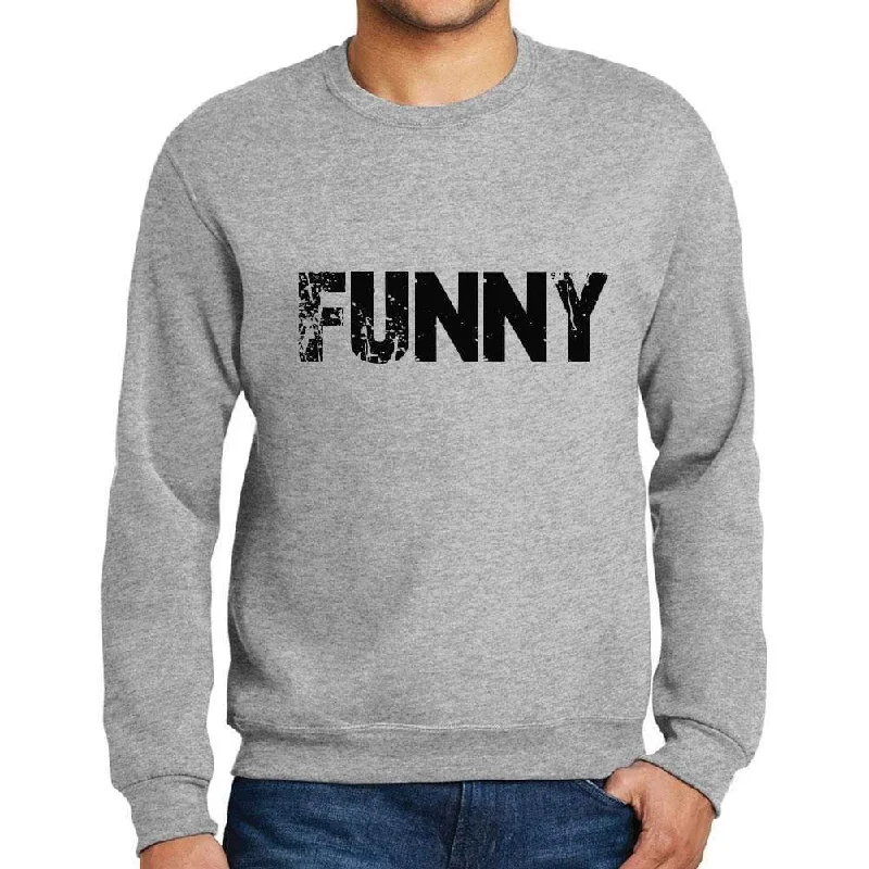 Men's Printed Graphic Sweatshirt Popular Words FUNNY Grey Marl