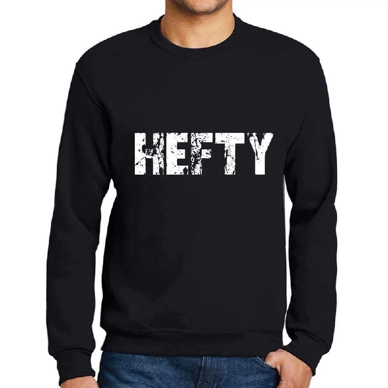 Men's Printed Graphic Sweatshirt Popular Words HEFTY Deep Black