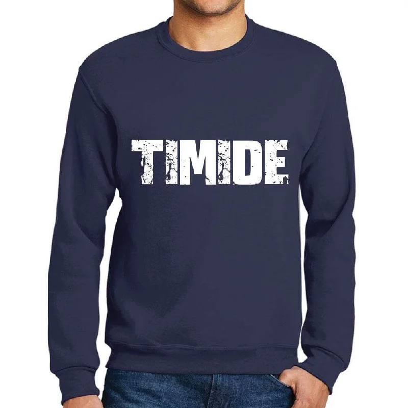 Men's Printed Graphic Sweatshirt Popular Words TIMIDE French Navy