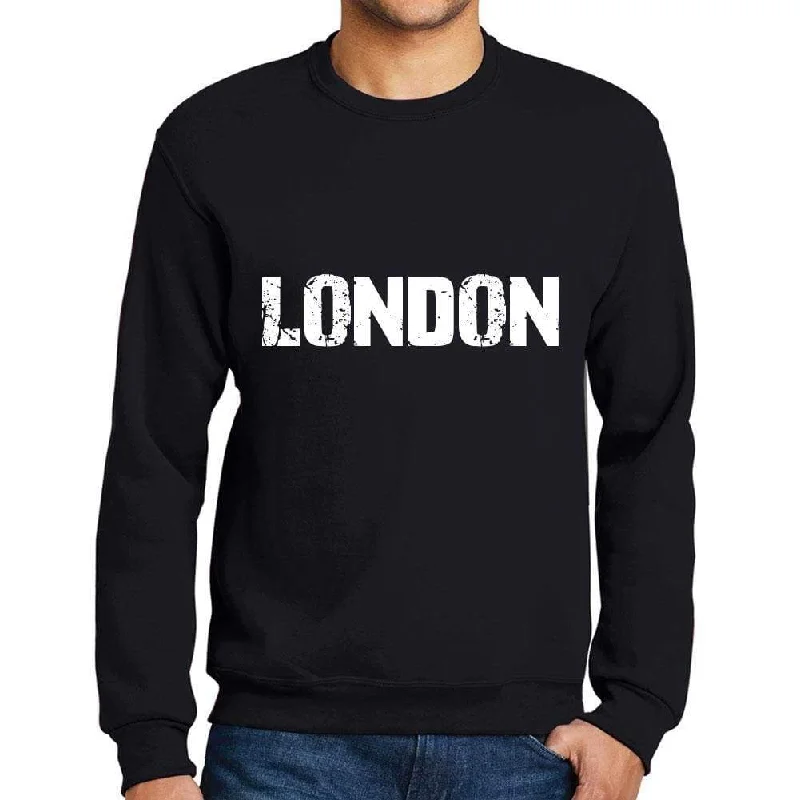 Men's Printed Graphic Sweatshirt Popular Words LONDON Deep Black