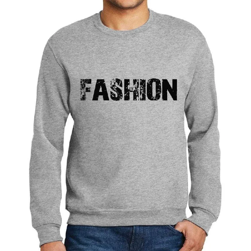 Men's Printed Graphic Sweatshirt Popular Words FASHION Grey Marl