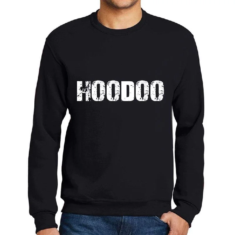 Men's Printed Graphic Sweatshirt Popular Words HOODOO Deep Black