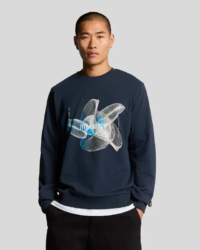 3D Line Graphic Crew Neck Sweatshirt