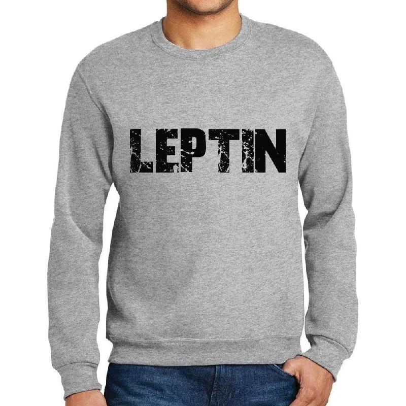 Men's Printed Graphic Sweatshirt Popular Words LEPTIN Grey Marl