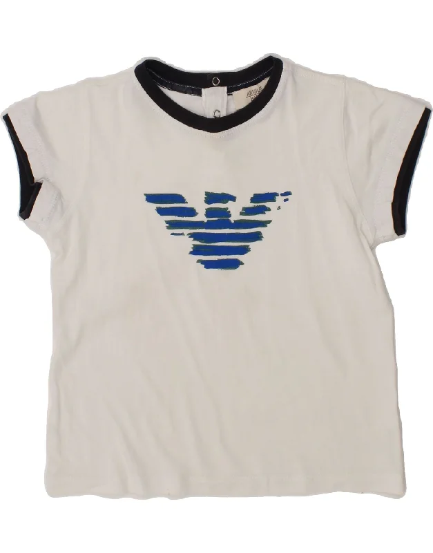 ARMANI BABY Baby Boys Graphic T-Shirt Top 18-24 Months White Cotton