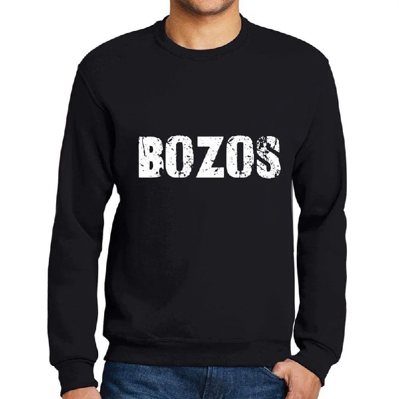 Men's Printed Graphic Sweatshirt Popular Words BOZOS Deep Black