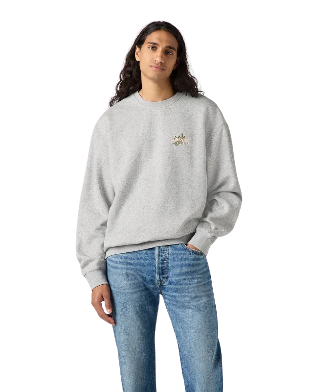 Relaxed Graphic Crew Sweatshirt in Heather Grey