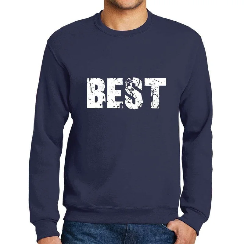 Men's Printed Graphic Sweatshirt Popular Words BEST French Navy