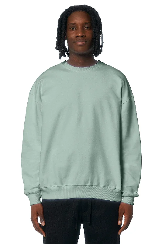 Stanley/Stella Mens Ledger Dry Crewneck Sweatshirt - Aloe Green - NEW