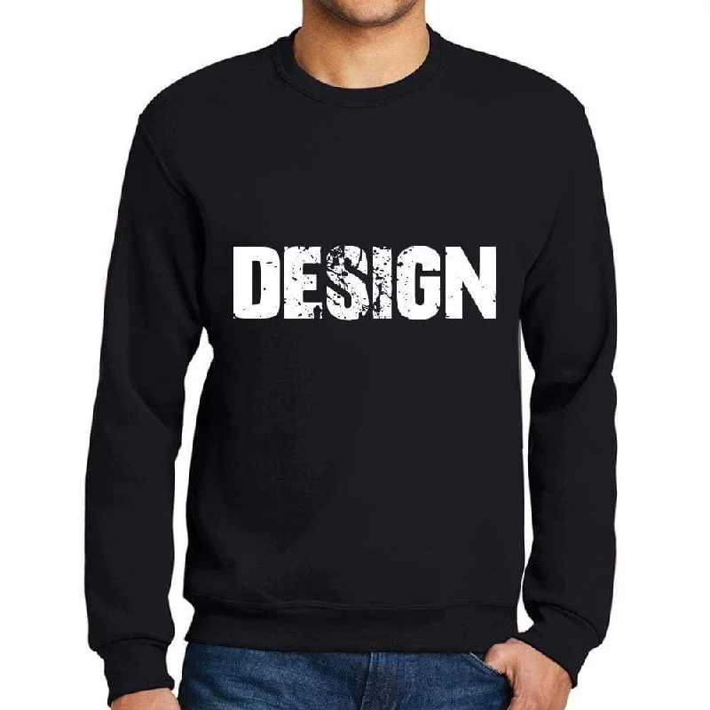 Men's Printed Graphic Sweatshirt Popular Words DESIGN Deep Black