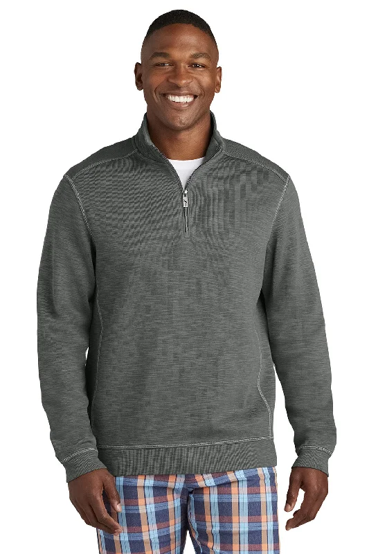 Tommy Bahama Mens Tobago Bay 1/4 Zip Sweatshirt - Cave Grey - NEW