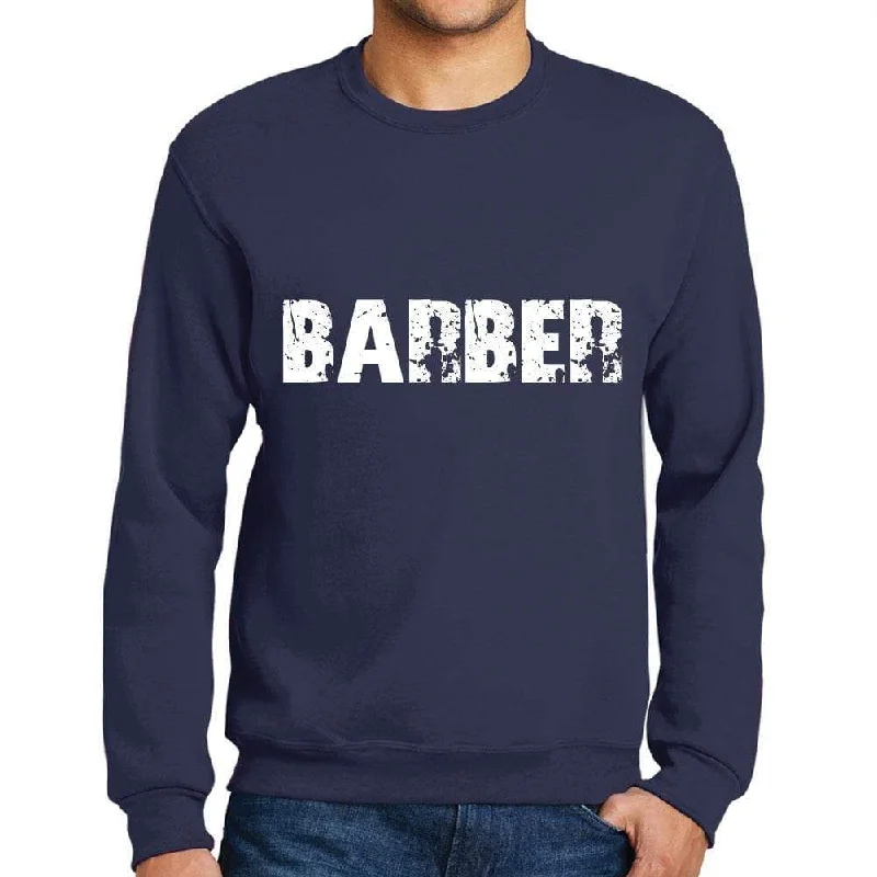 Men's Printed Graphic Sweatshirt Popular Words BARBER French Navy