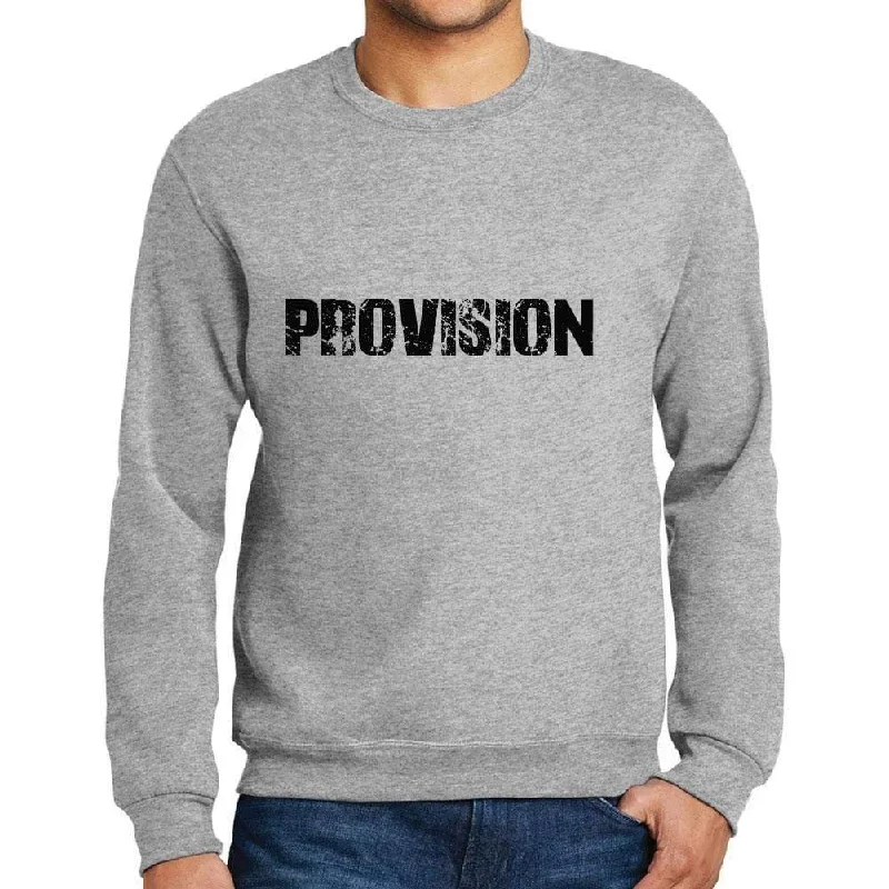 Men's Printed Graphic Sweatshirt Popular Words PROVISION Grey Marl