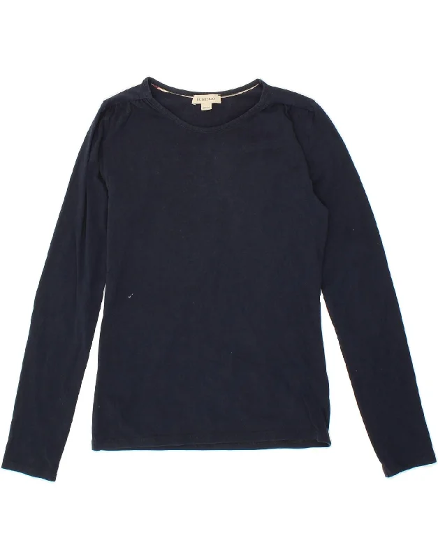 BURBERRY Girls Top Long Sleeve 13-14 Years Navy Blue Cotton