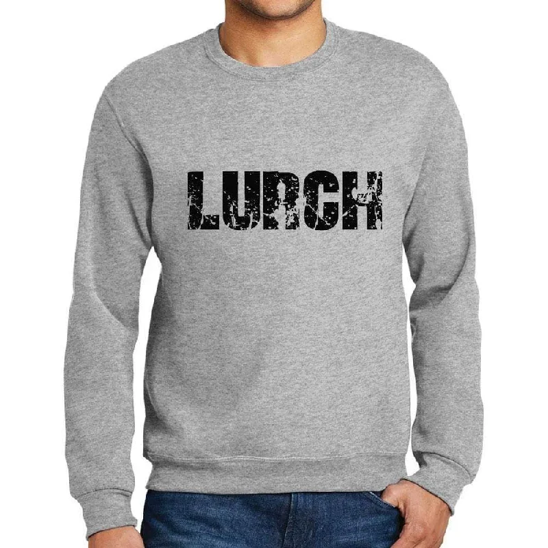 Men's Printed Graphic Sweatshirt Popular Words LURCH Grey Marl