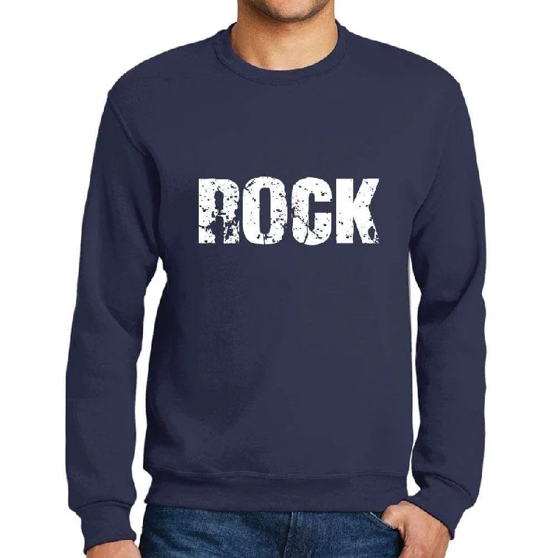 Men's Printed Graphic Sweatshirt Popular Words ROCK French Navy