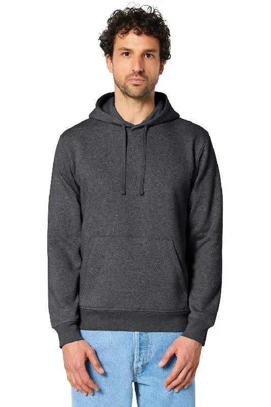 Stanley/Stella Mens Drummer 2.0 Hooded Sweatshirt Hoodie w/ Pouch Pocket - Heather Dark Grey - NEW